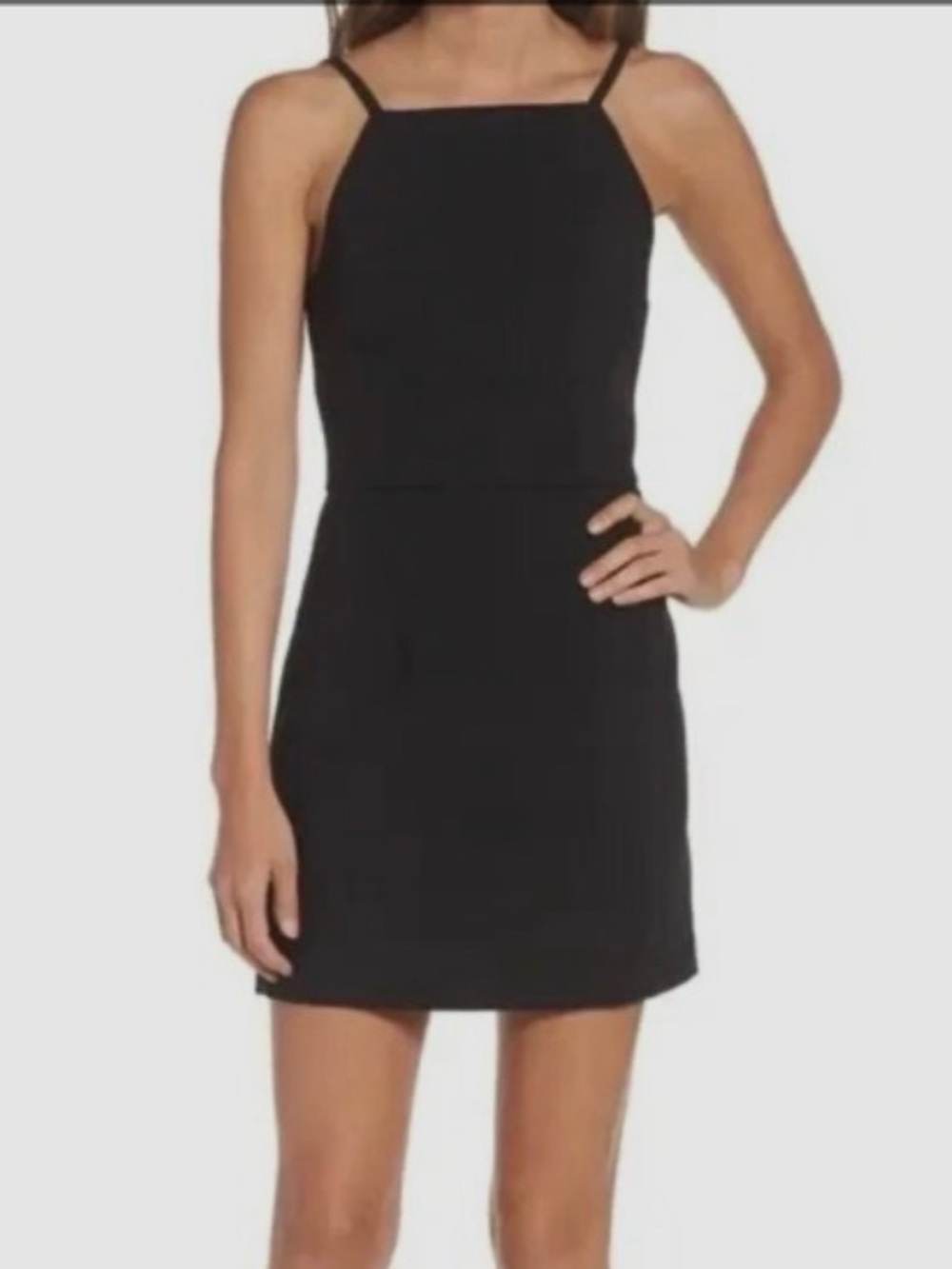 French Connection Black Square-Neck Mini Dress